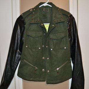 j2 Army Green Black Lime Green Studded Jacket Coat